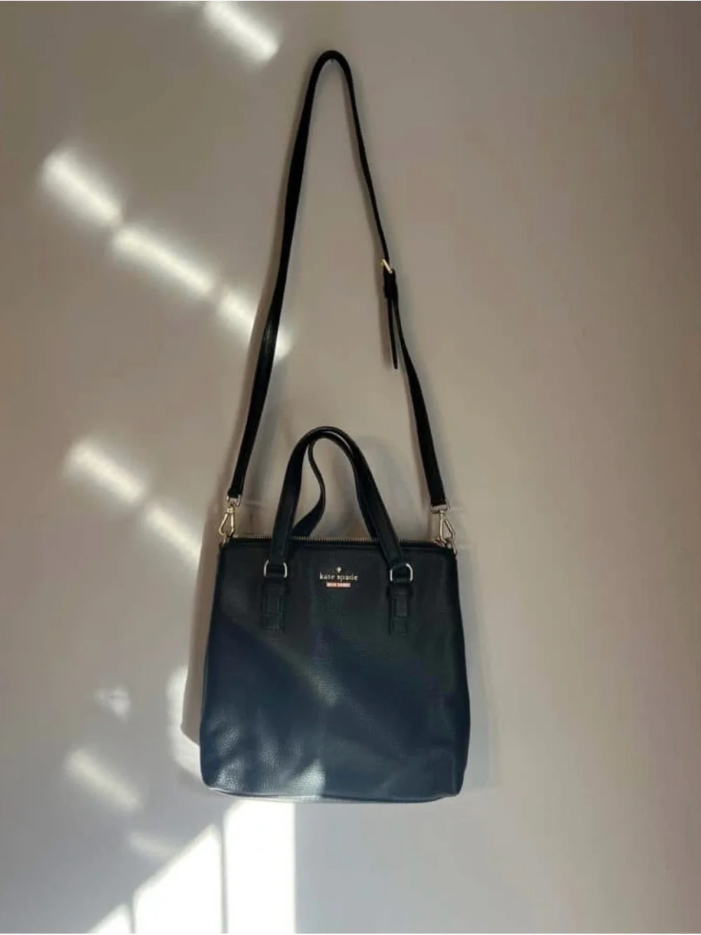 Kate Spade Black Pebbled Leather Jackson Street Hayley Satchel/Crossbody Handbag